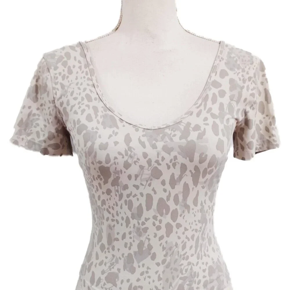 Lululemon Align Cropped T-Shirt Cheetah Camo Antique White Multi